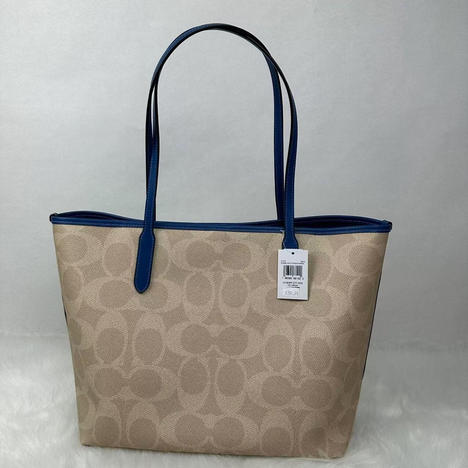 Coach Coach City Tote Sig Canvas W Coach Graphic Sand/Blue NWT Size ONE SIZE - 5 Thumbnail