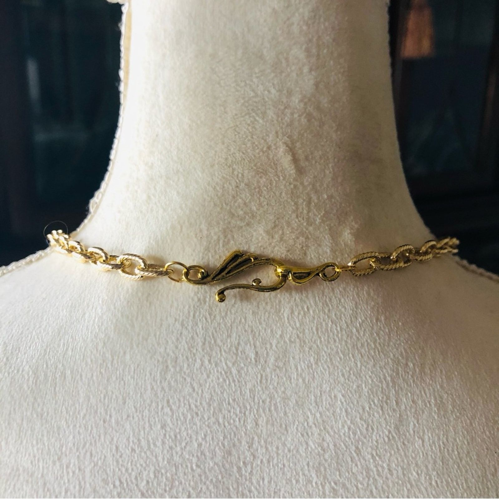 Handmade Hand crafted textured link chandelier pendant necklace Size ONE SIZE - 6 Thumbnail