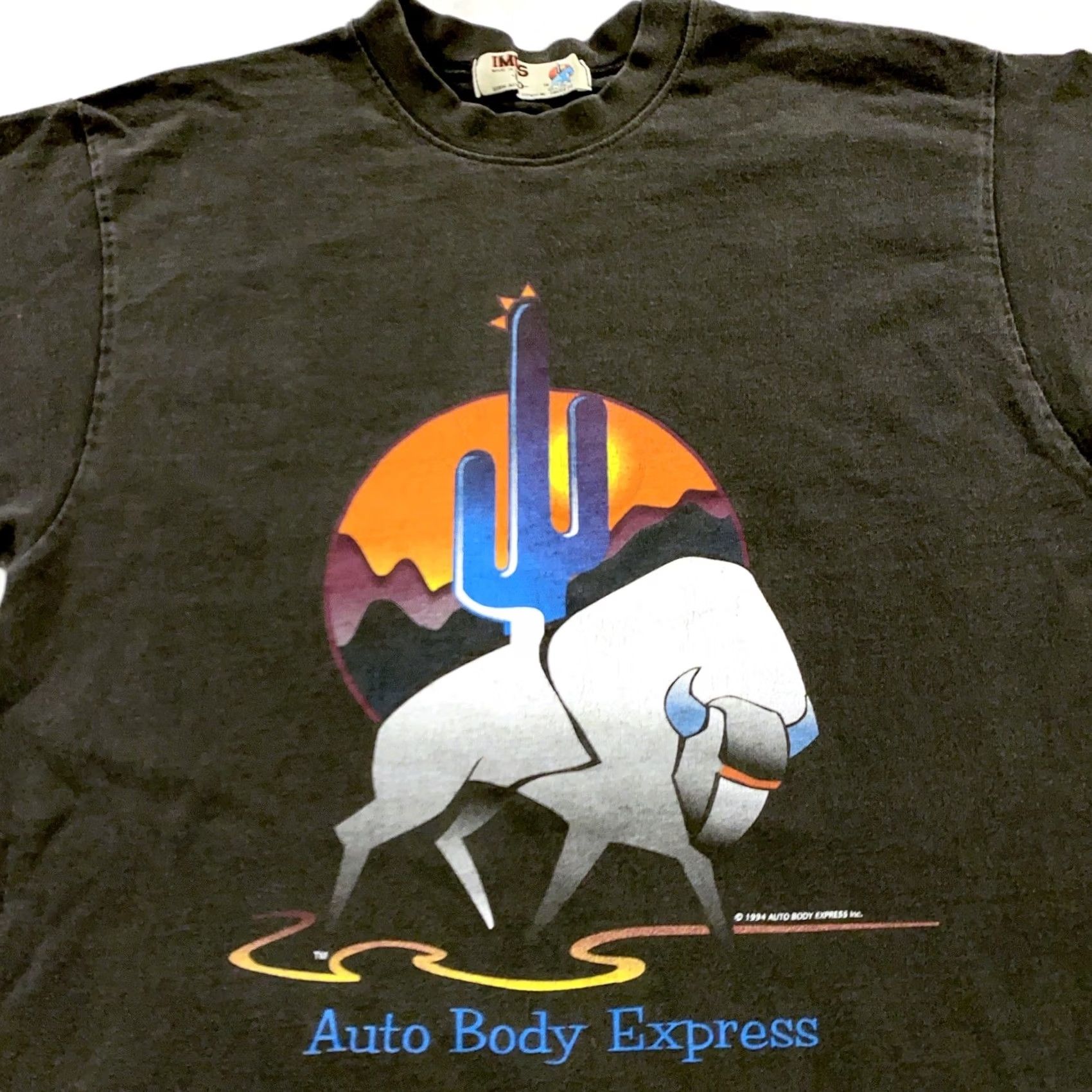 Vintage vtg 90s IMUS AUTO BODY EXPRESS Buffalo cactus T-Shirt MEDIUM men black 90s T-Shirt Mens Size US M / EU 48-50 / 2 - 2 Thumbnail