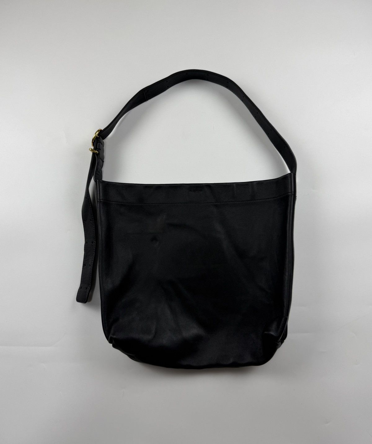 Jil Sander Gold Buckle Leather Shoulder Bag