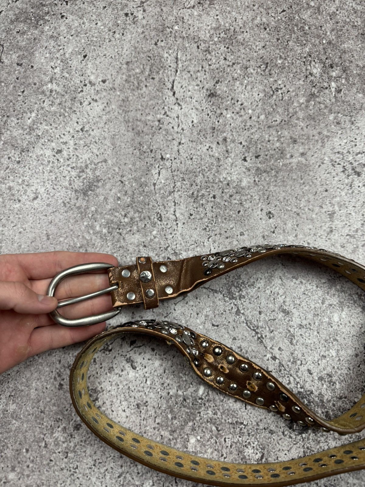 Japanese Brand 00’s NUMBER NINE STYLE STUDDED PUNK STAR Y2K BELT VINTAGE Size ONE SIZE - 7 Thumbnail