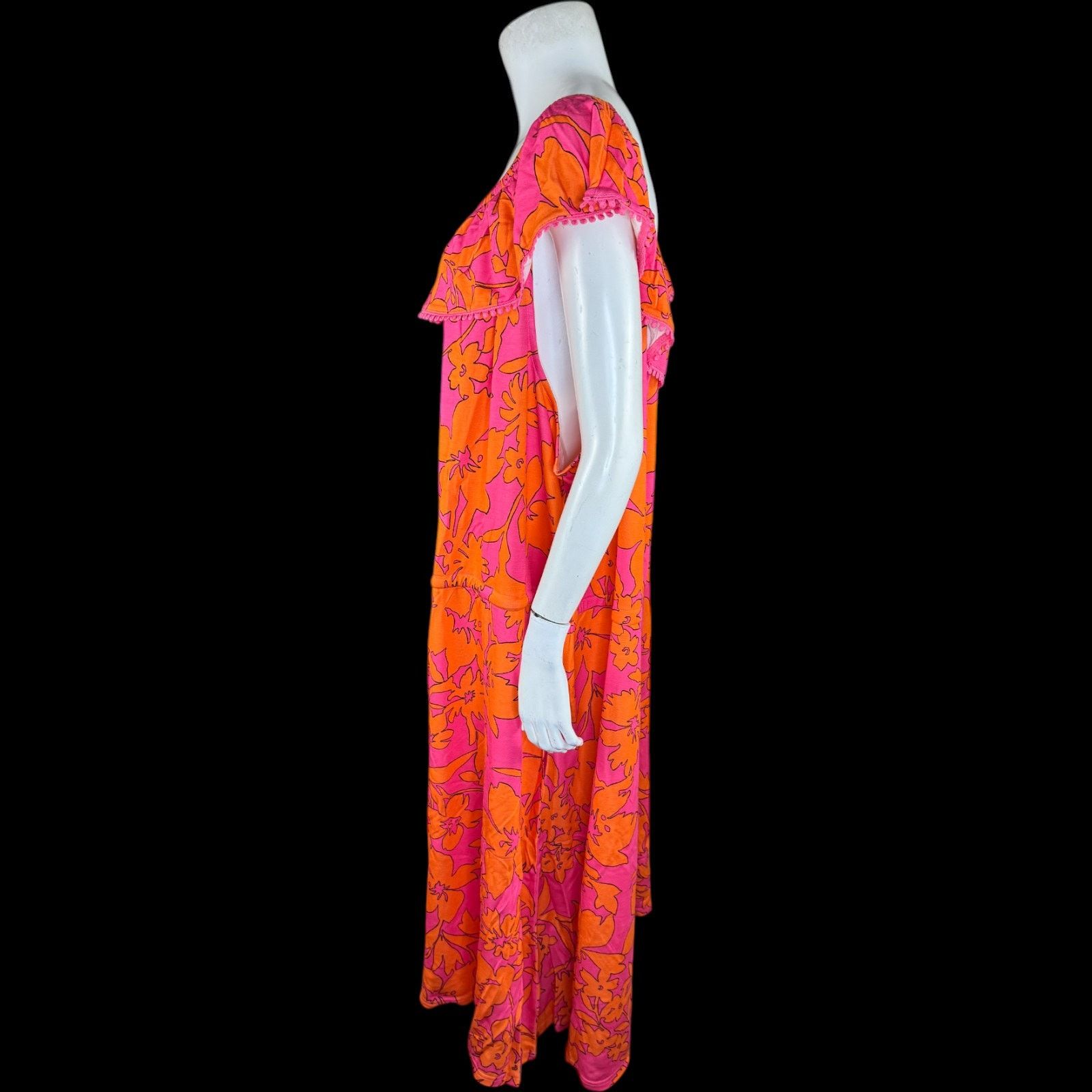 Isaac Mizrahi Isaac Mizrahi Live! Printed Off the Shoulder Dress Pink 2X Size XXL / US 16-18 / IT 52-54 - 6 Thumbnail