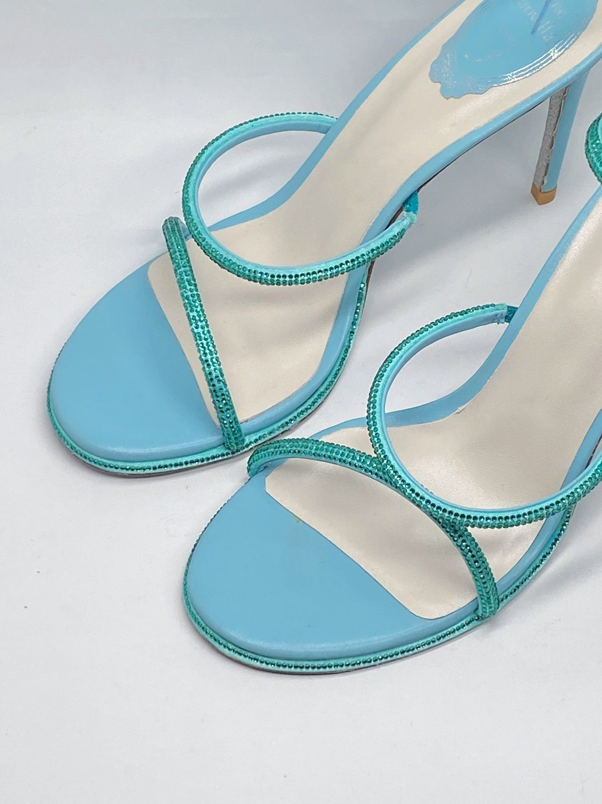 Rene Caovilla Rene Caovilla Blue Cleo Sandal With Crystals 105 size 40 Size US 10 / IT 40 - 7 Thumbnail