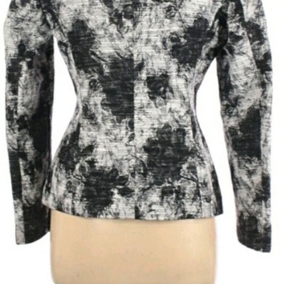 Italian Fitted Blazer Sz 8 Black Ink Blot Single Breasted Ar