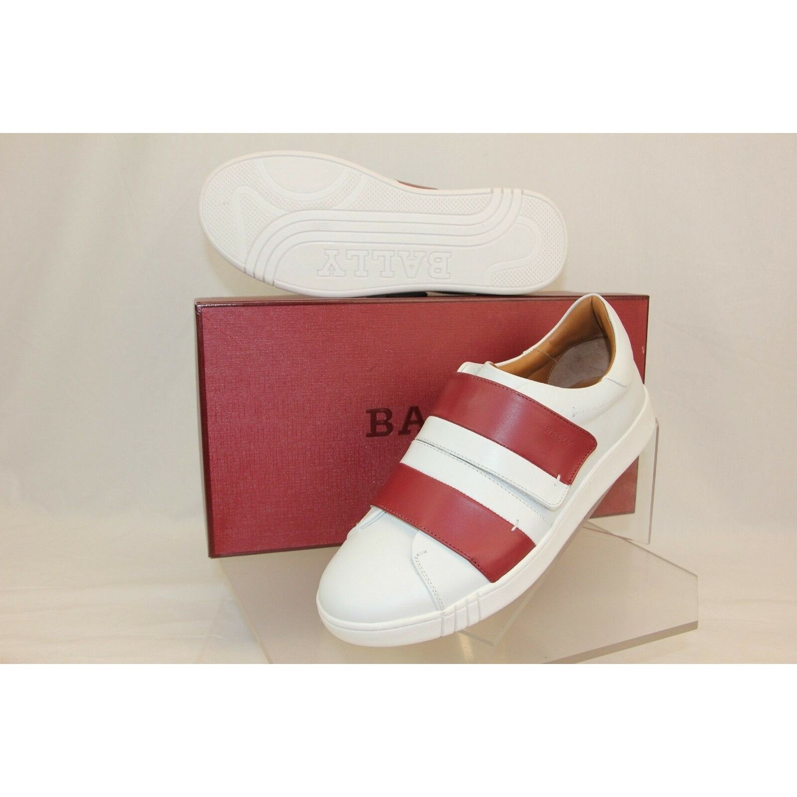 Bally 6213016 WILLET WHITE RED LEATHER LOGO SWISS SNEAKERS 11 44 Size US 11 / EU 44 - 3 Thumbnail