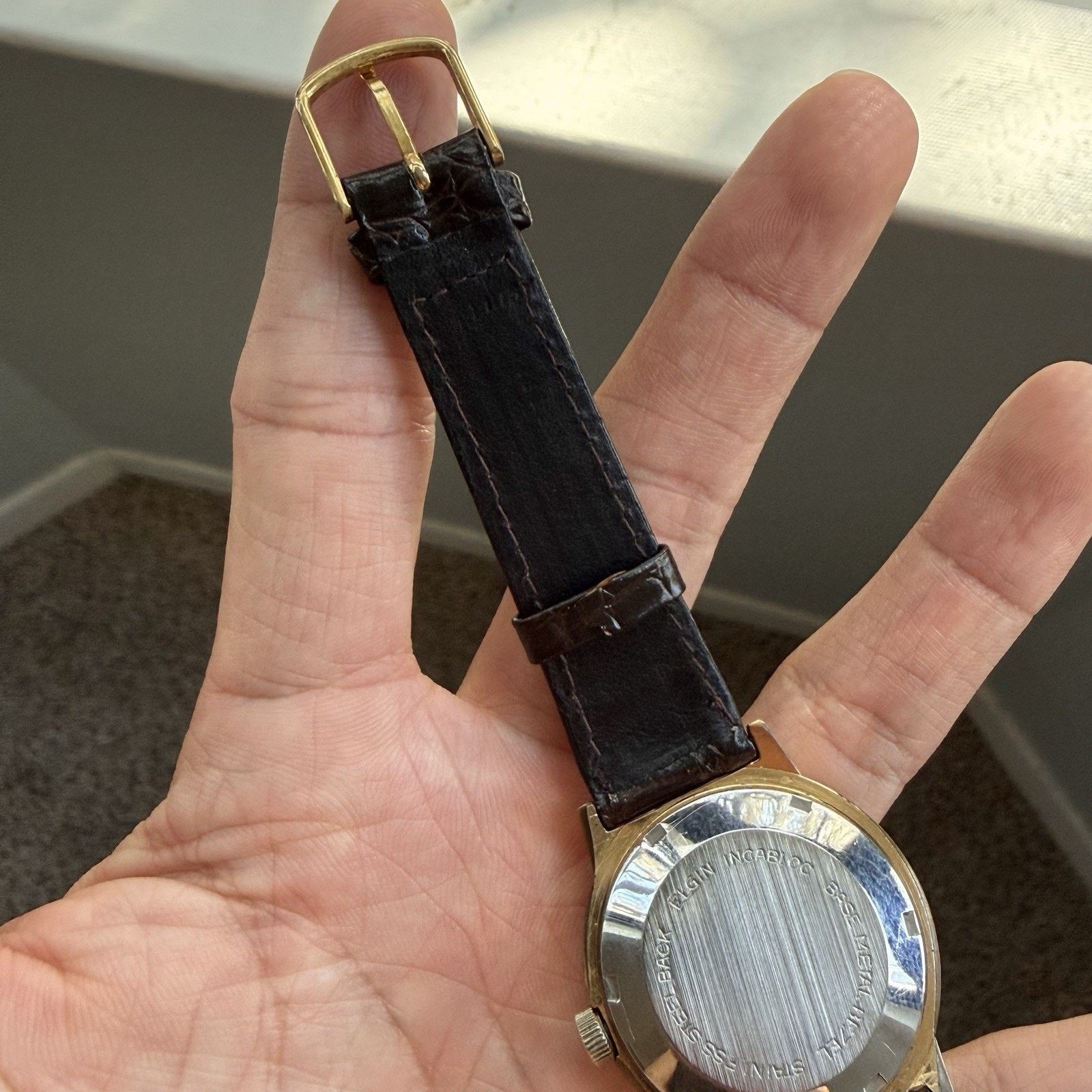 Elgin National Watch Company × Vintage Vintage Elgin Swiss Automatic Watch Brown Dial Gold Tone Size 34 - 9 Thumbnail