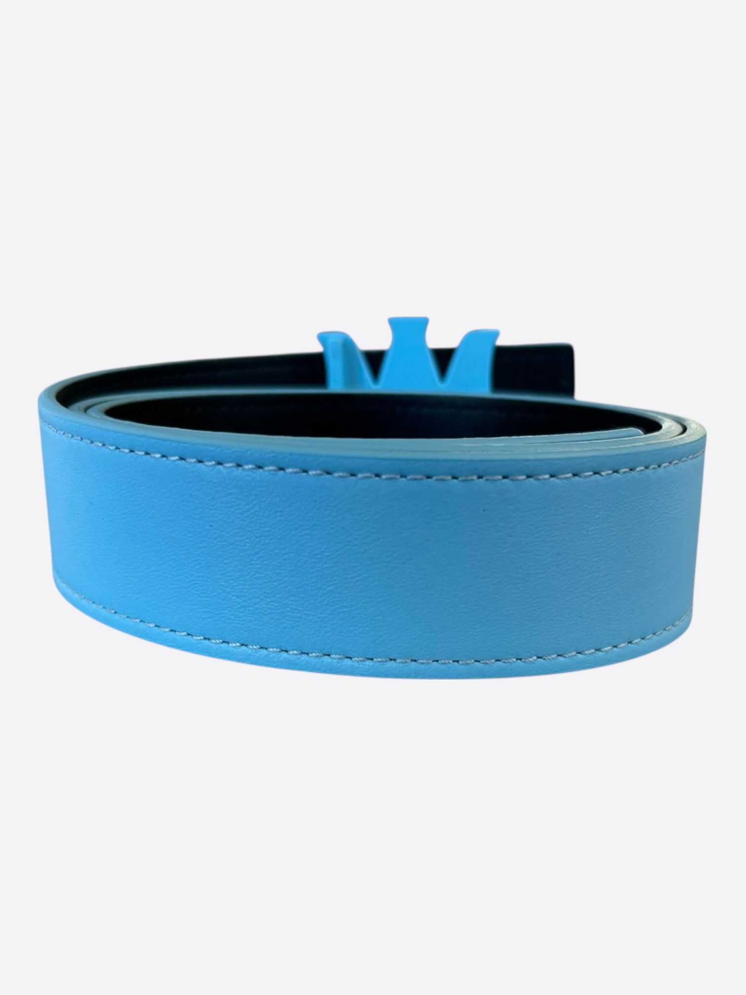 Amiri Amiri Blue & Black MA Logo Reversible Leather Belt Size 28 - 2 Thumbnail