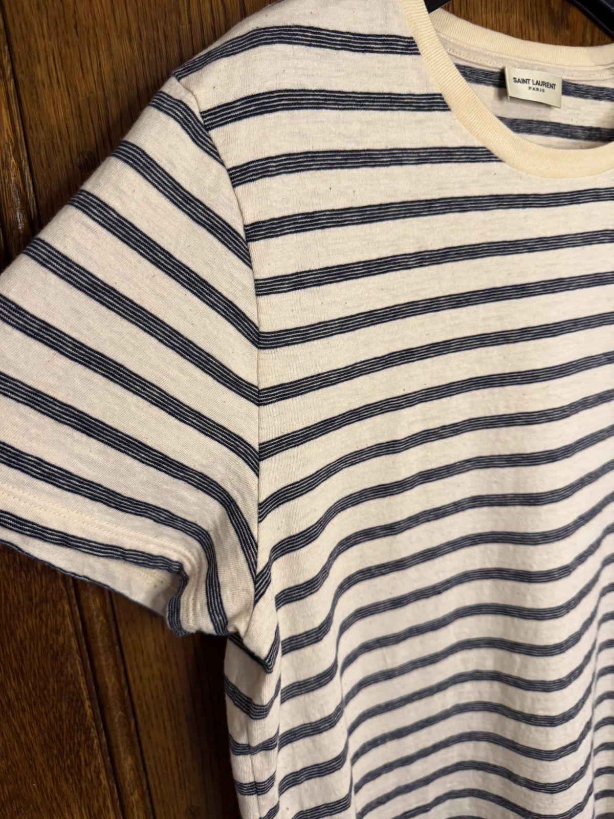 Saint Laurent Paris $620 Saint Laurent STRIPED CASSANDRE T-SHIRT IN JERSEY Size US L / EU 52-54 / 3 - 12 Thumbnail