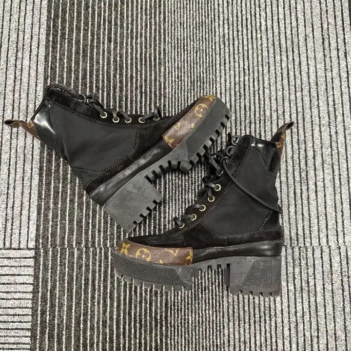 Louis Vuitton Louis Vuitton High-Top Black Brown Ankle Boots -2508 Size US 4 / IT 34 - 3 Thumbnail