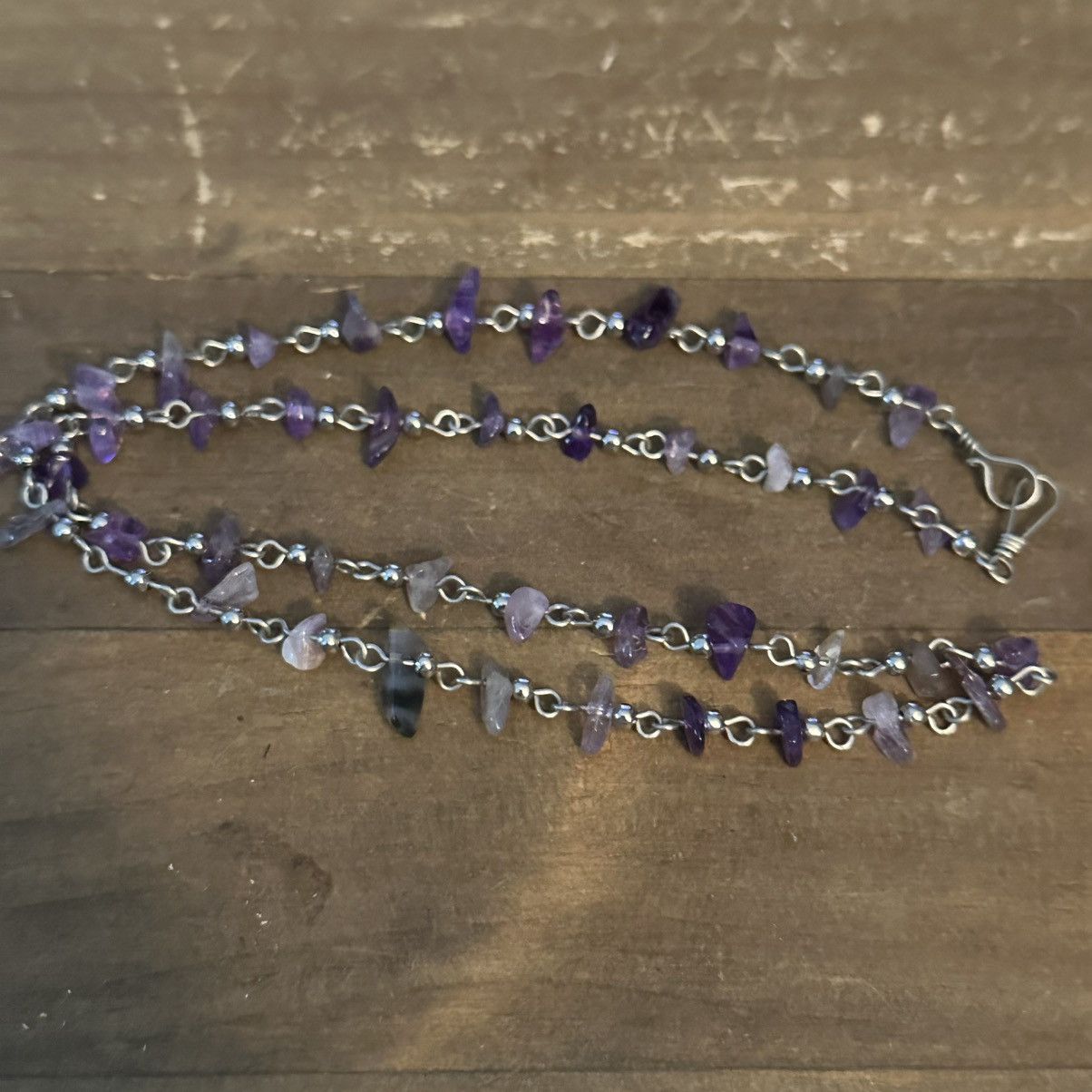Vintage Vintage silver amethyst chip chain necklace Size ONE SIZE - 3 Thumbnail