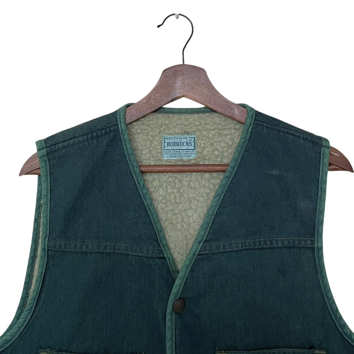 Sears × Vintage Vintage Brand Roebuck Fur Denim Vest 1980s Size US M / EU 48-50 / 2 - 3 Thumbnail