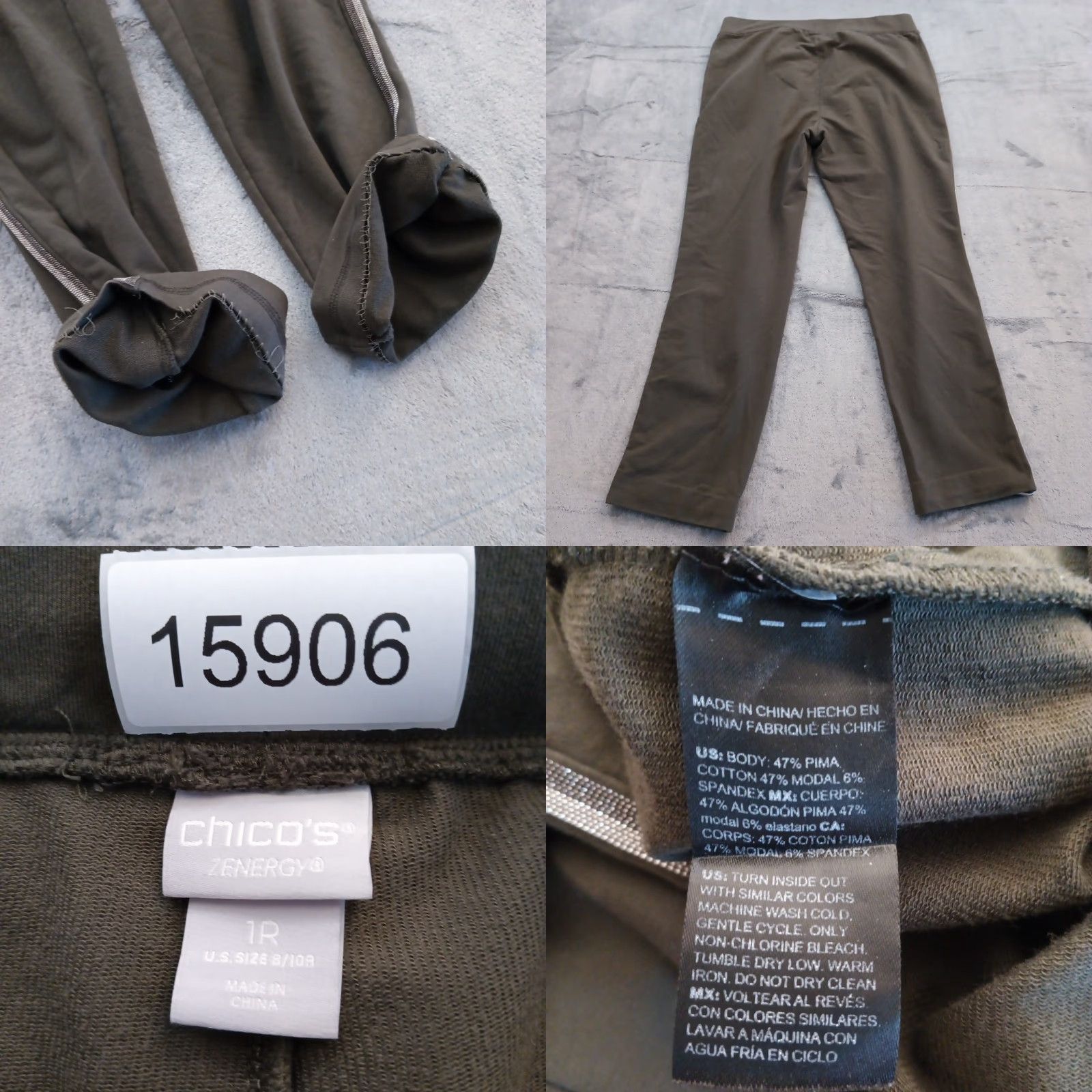 Vintage Chico's Zenergy Ankle Pants Womens 8 Gray Tuxedo Stripe Pull On Elastic Pocket Straight 27.5in Inseam Mens Womens Girls Size 30" / US 8 / IT 44 - 8 Thumbnail