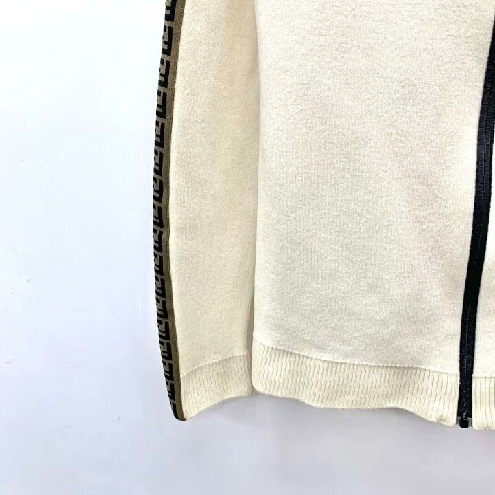 Fendi Fendi Beige Side Logo Wool Zip Knit Coat Size US L / EU 52-54 / 3 - 4 Thumbnail