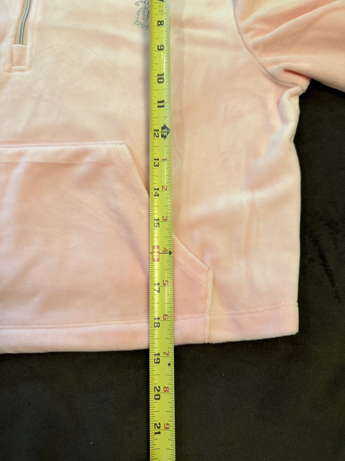 Juicy Couture Juicy Couture Pink Velour Quarter-Zip Cropped Hoodie L, NWT Size L / US 10 / IT 46 - 7 Thumbnail