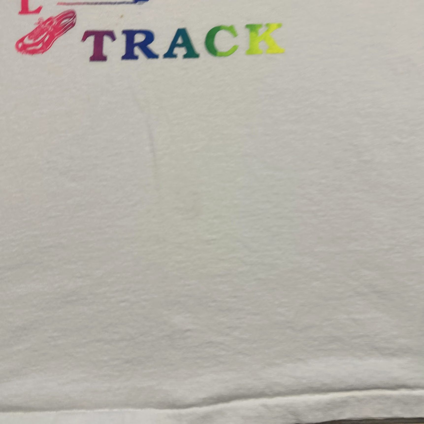 Hanes VINTAGE Regional Track Shirt Mens XL White 1995 Neon Rainbow Graphic Runner 90s Size US XL / EU 56 / 4 - 7 Thumbnail