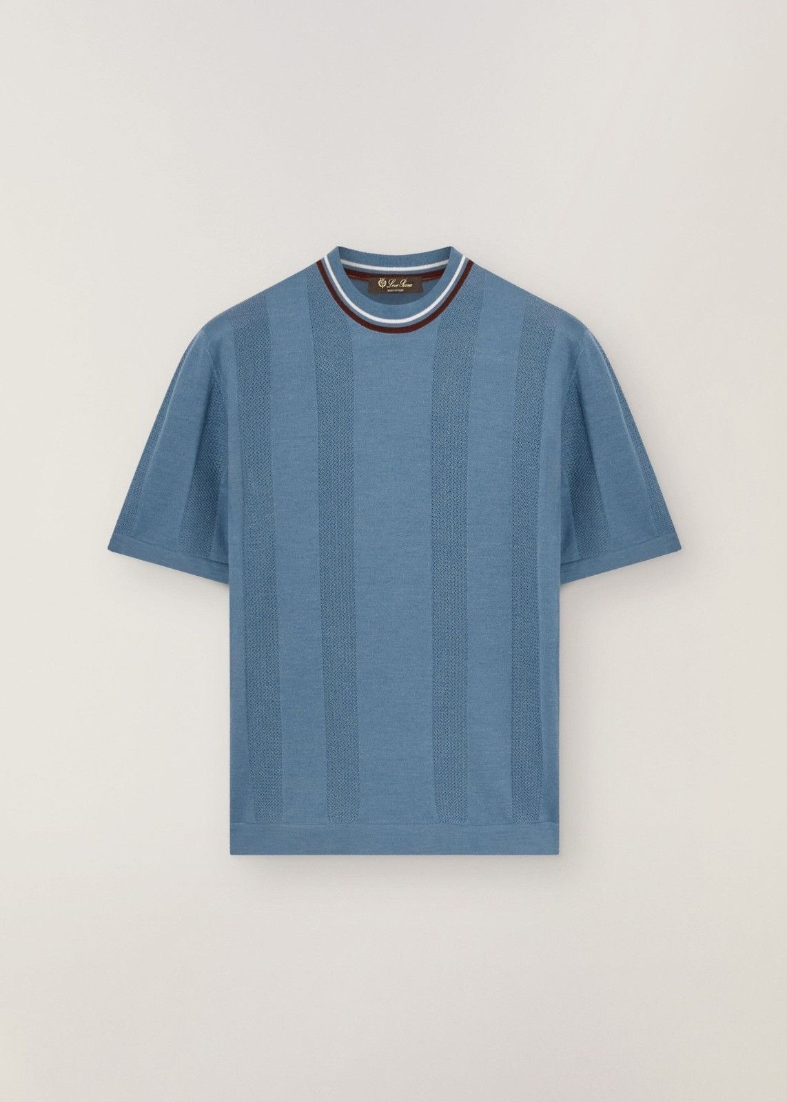 image of Loro Piana O1Loc1C0124 Short-Sleeved Crewneck T-Shirt In Light Blue, Men's (Size Large)