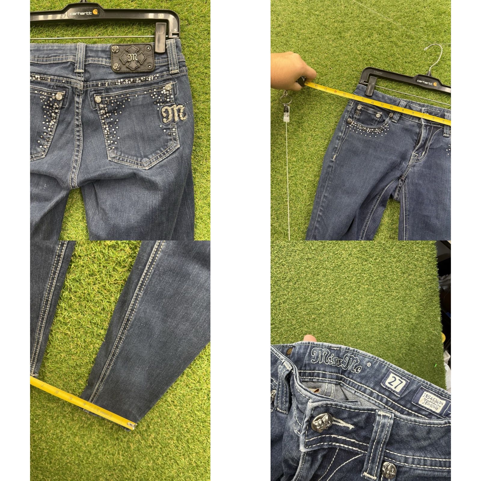 Miss Me Miss Me Jeans Womens 27 Mid Rise Skinny Embellished Y2K Denim Blue Slim 5-Pocket Design Distressed Stretch Vintage Style Womens Jeans Size 27" / US 4 / IT 40 - 8 Thumbnail