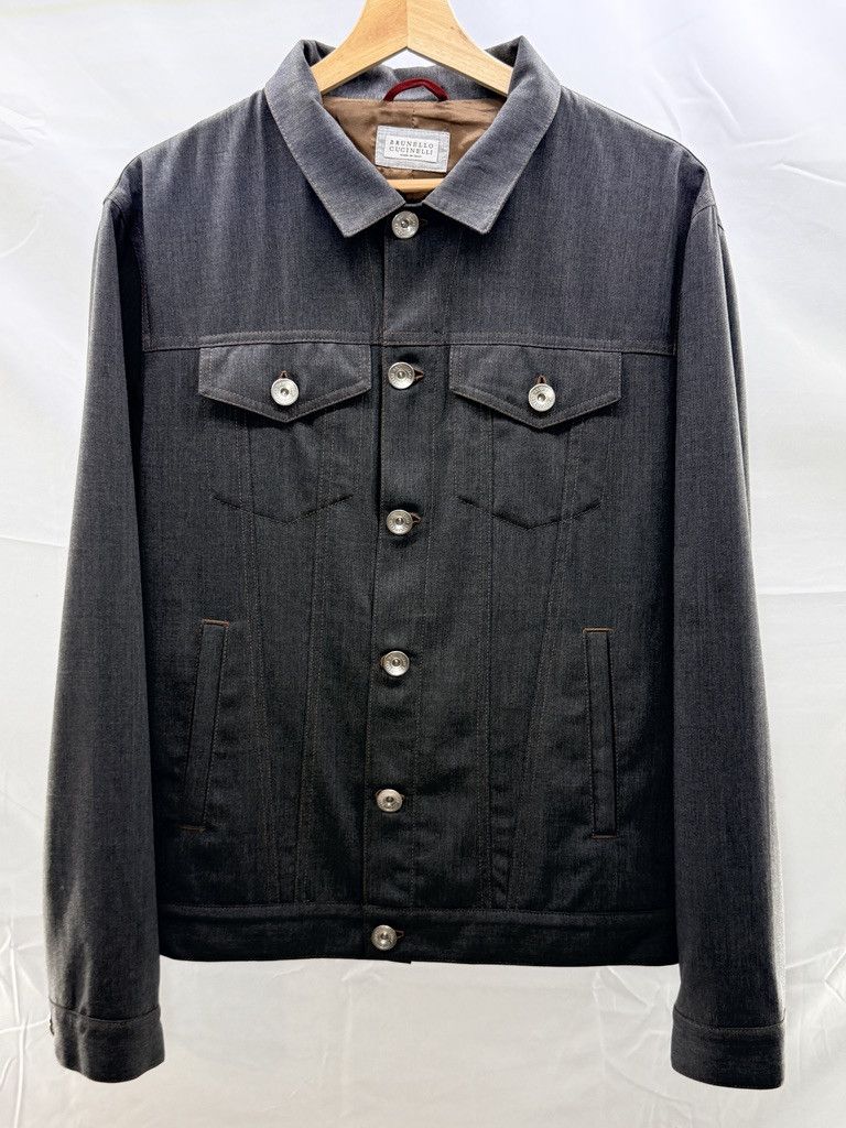 Brunello Cucinelli BRUNELLO CUCINELLI Wool Denim Bomber Grey Jacket Size US M / EU 48-50 / 2 - 1 Thumbnail