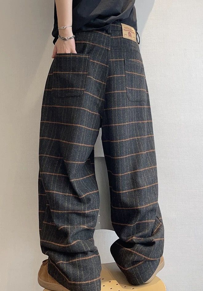 Japanese Brand × Vintage Retro y2k fashion plaid check wool baggy pants Size US 32 / EU 48 - 5 Thumbnail