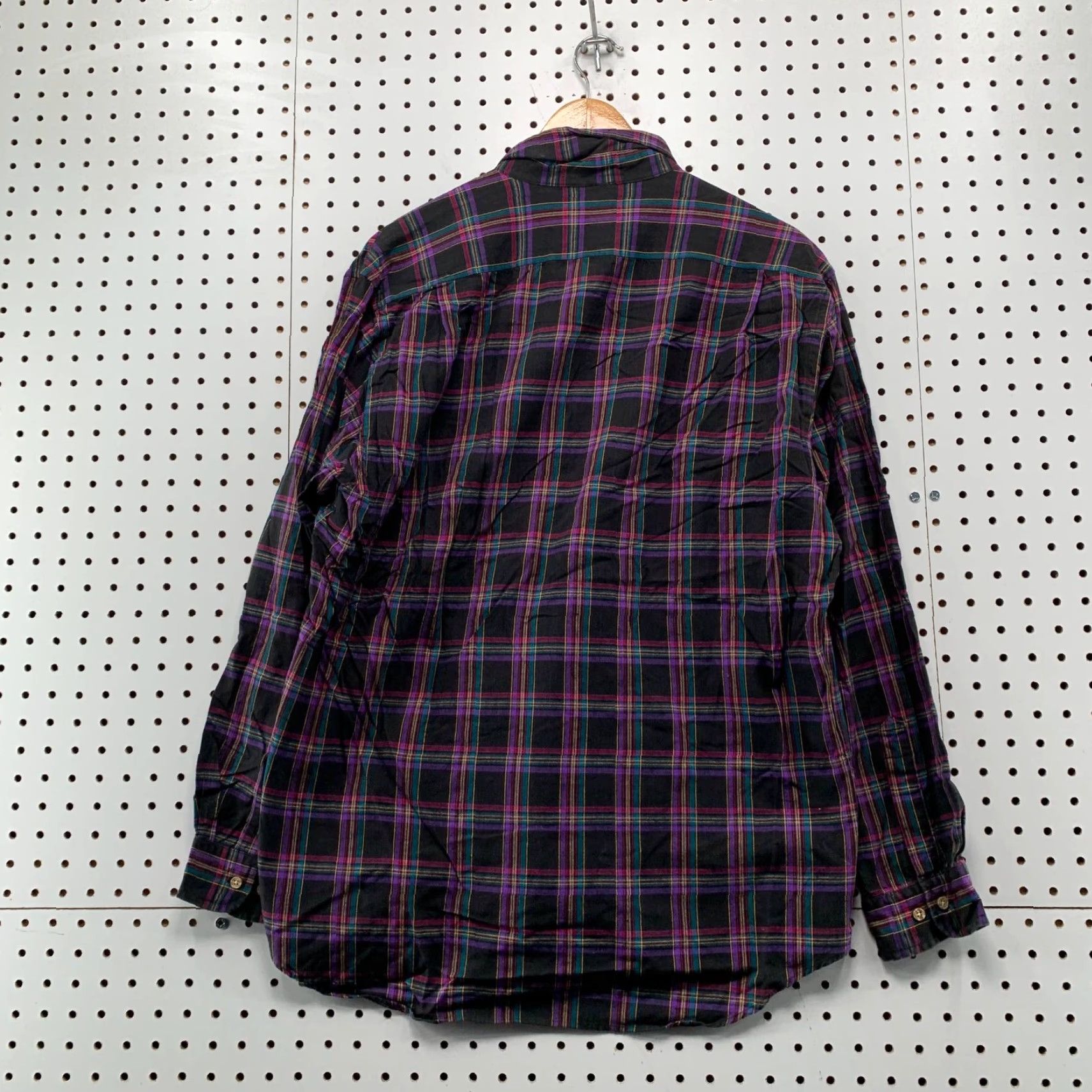 Vintage OshKosh B'Gosh Plaid Button-Up Shirt Mens Large Purple Black Long Sleeve Size US L / EU 52-54 / 3 - 7 Thumbnail