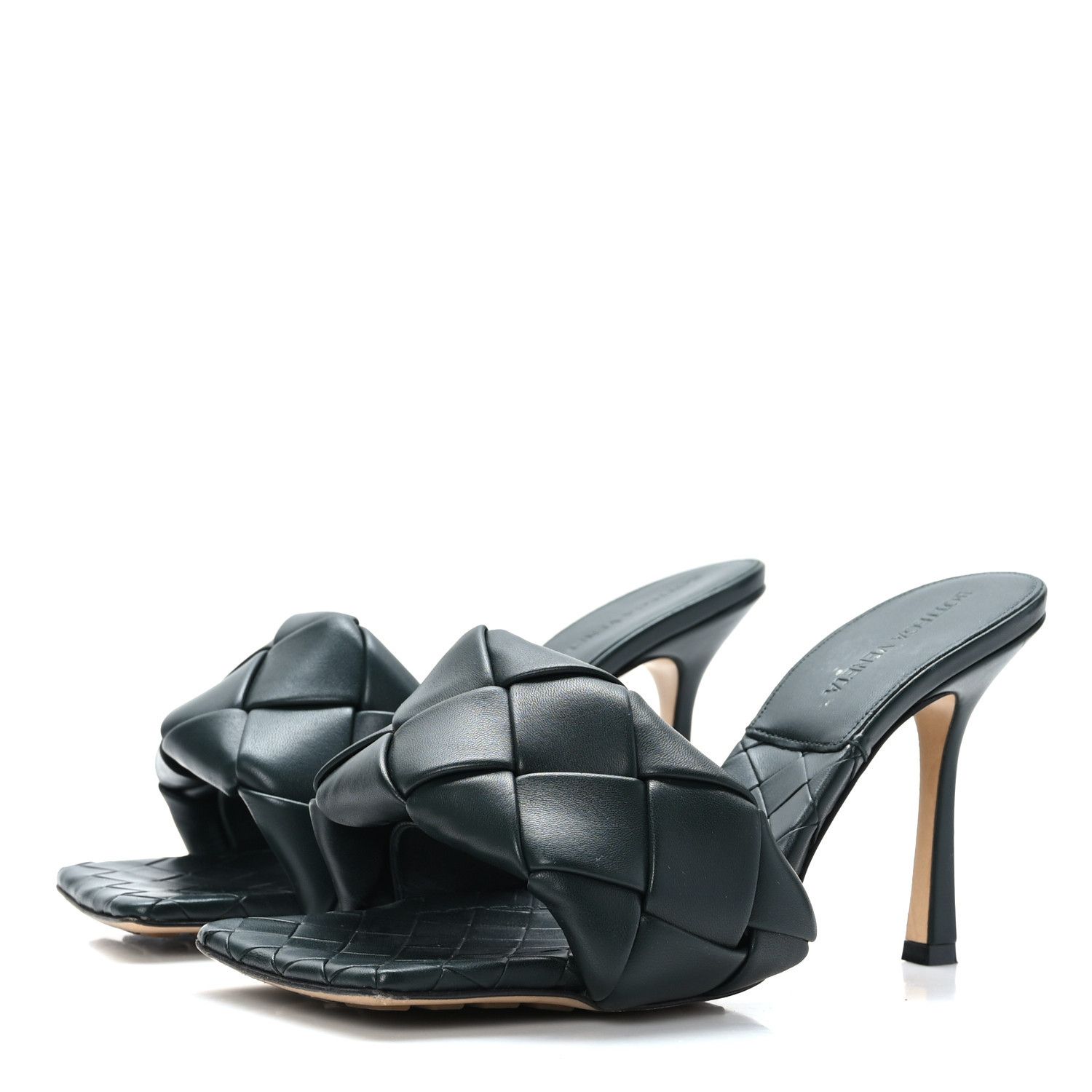Bottega Veneta o1n1vont0924 Lido Mules in Dark Green Size US 7.5 / IT 37.5 - 3 Thumbnail