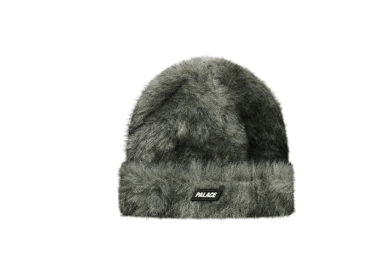 image of Palace Teddy Beanie Grey L/xl in Black, Men's