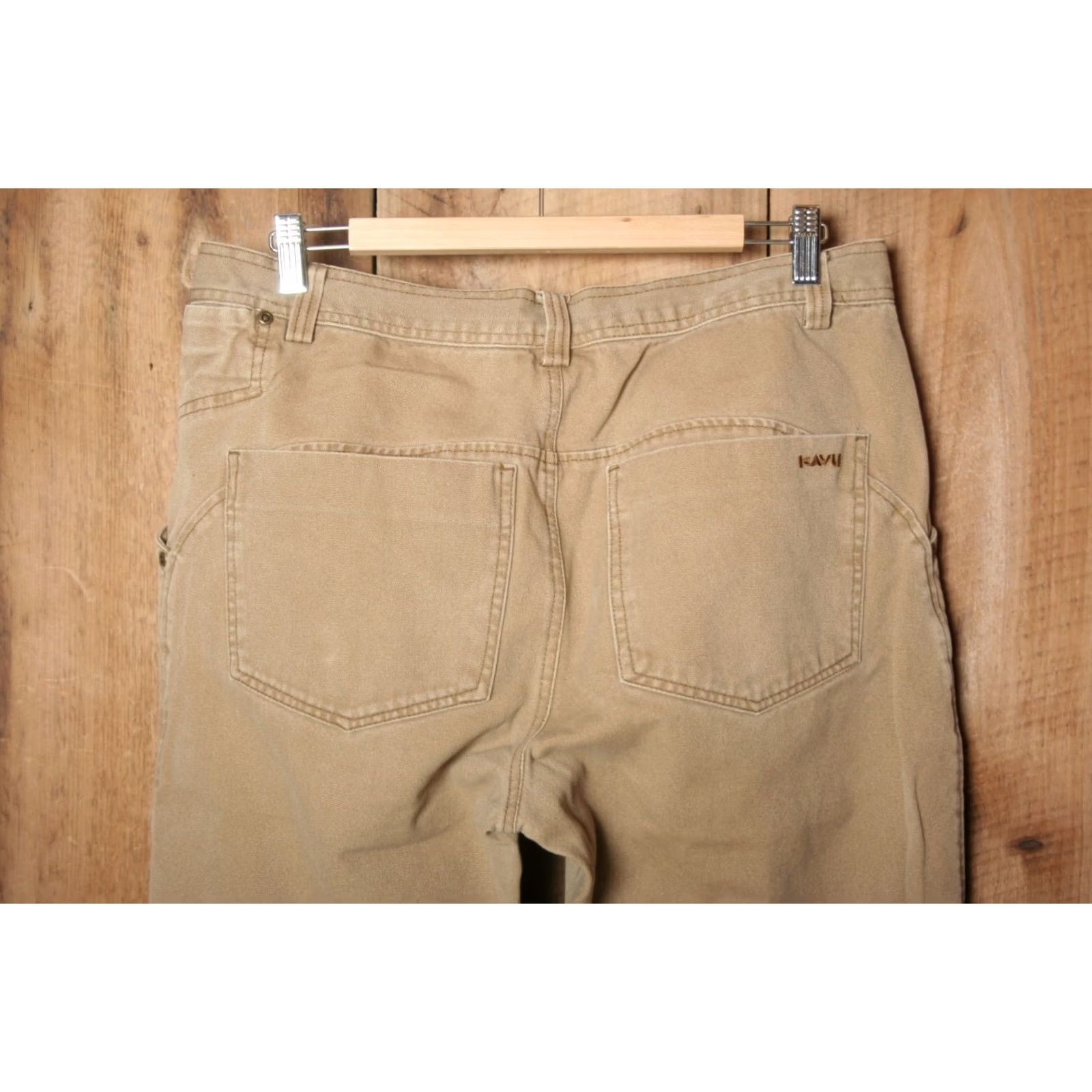 KAVU KAVU Tan Canvas Outdoor Chore Pants Mens Size 36 Regular Front Flat Inseam 30.5" Cotton Tan Chore Pants Mens Size US 33 - 4 Thumbnail