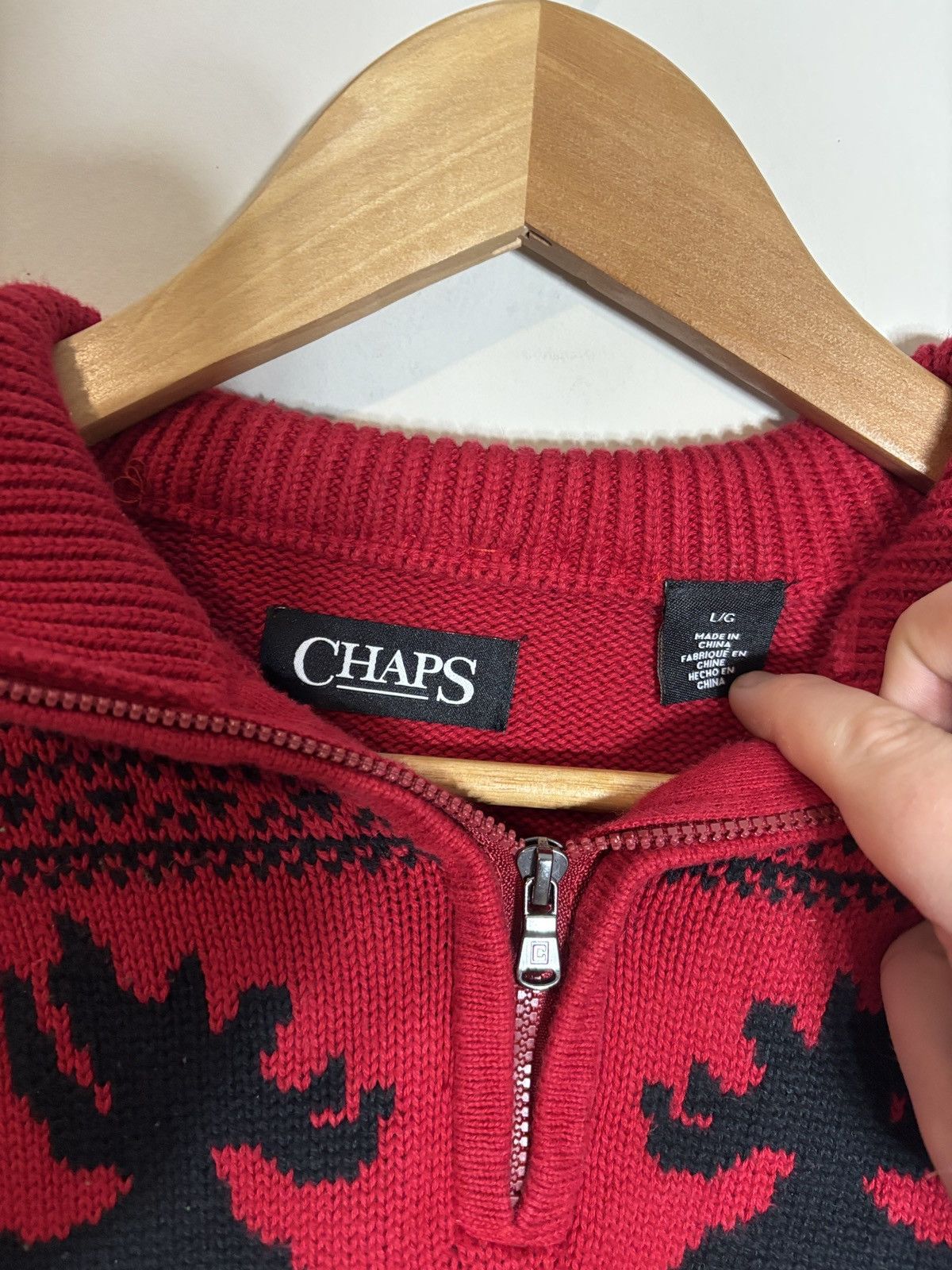 Chaps Chaps Quarter Zip Moose Sweater Ralph Lauren Large Size US L / EU 52-54 / 3 - 3 Thumbnail