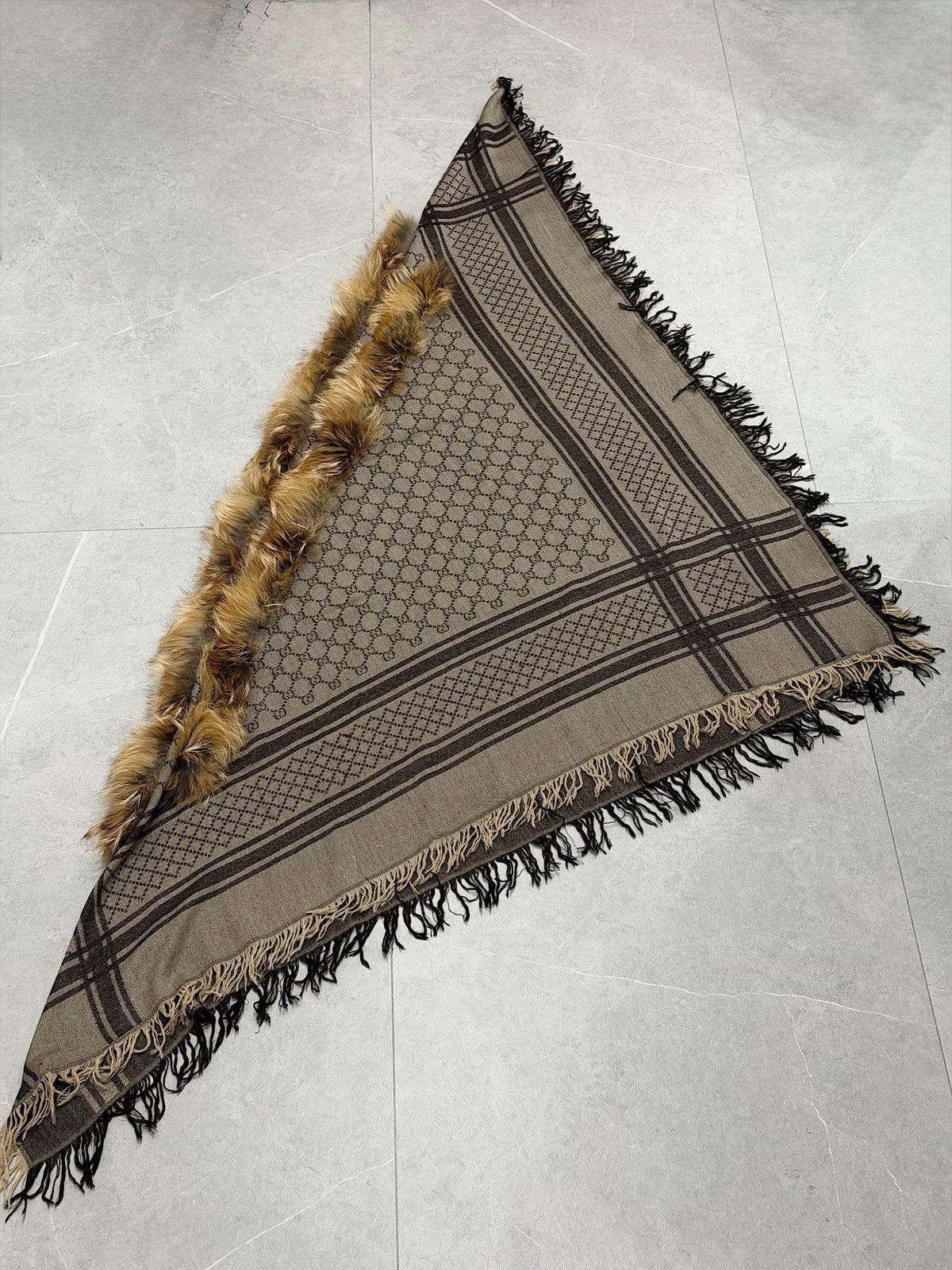 Gucci GUCCI FW 2007 Fur Monogram Wool/Silk Scarf Frida Giannini Size ONE SIZE - 12 Thumbnail