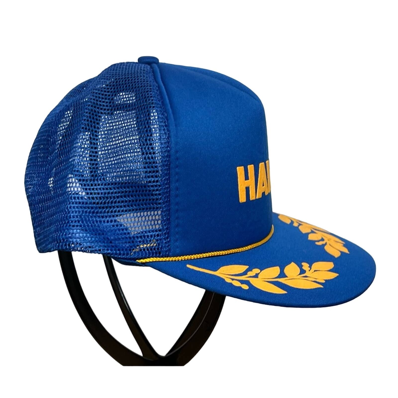 Vintage Vintage Hawaii Snapback Trucker Foam Hat Blue Mesh Gold Leaf Size ONE SIZE - 2 Thumbnail