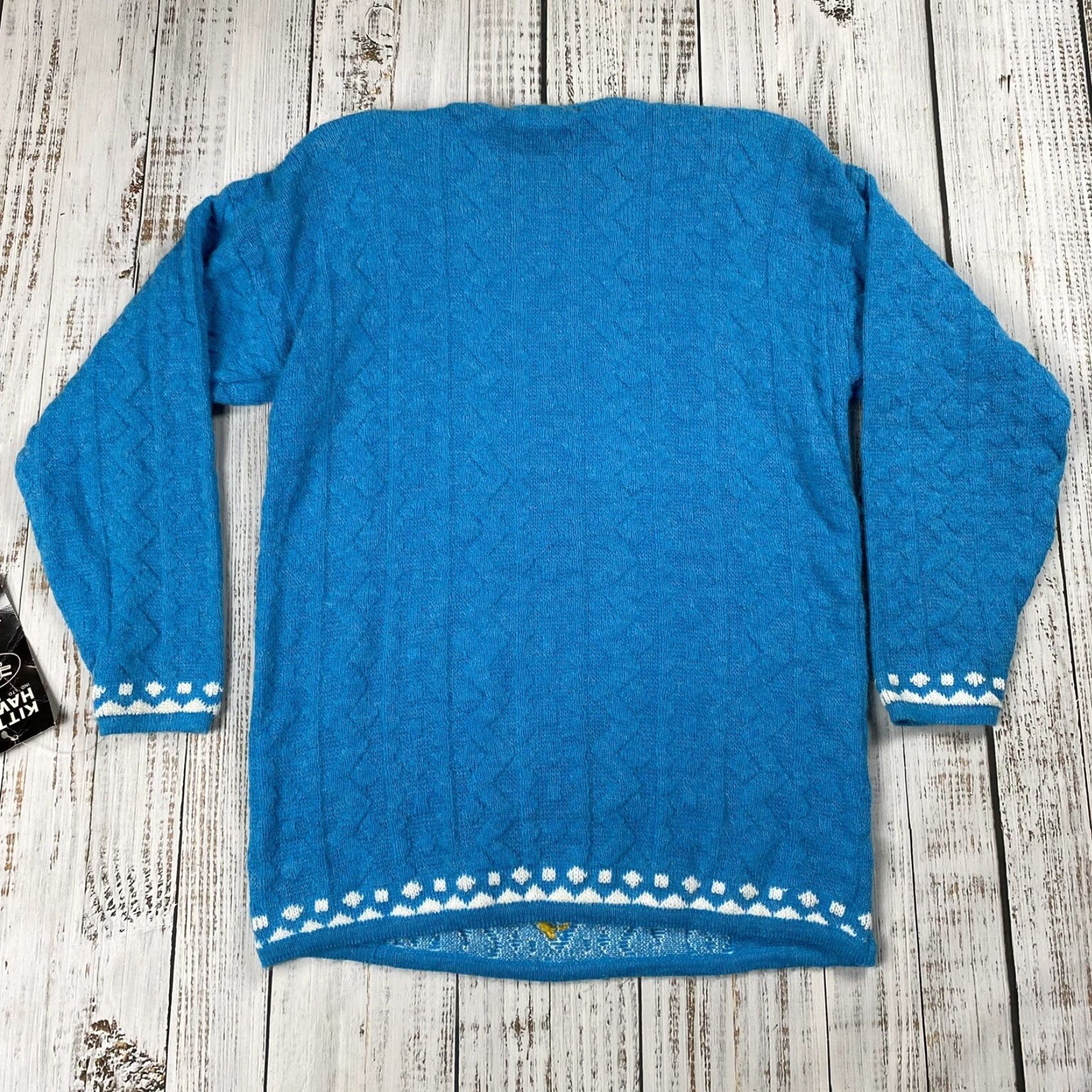 Vintage VINTAGE Kitty Hawk Vivian Wang Hand Knit Sweater Women L Acrylic Nylon Blue 80s 90s Pullover Mock Neck Size L / US 10 / IT 46 - 7 Thumbnail