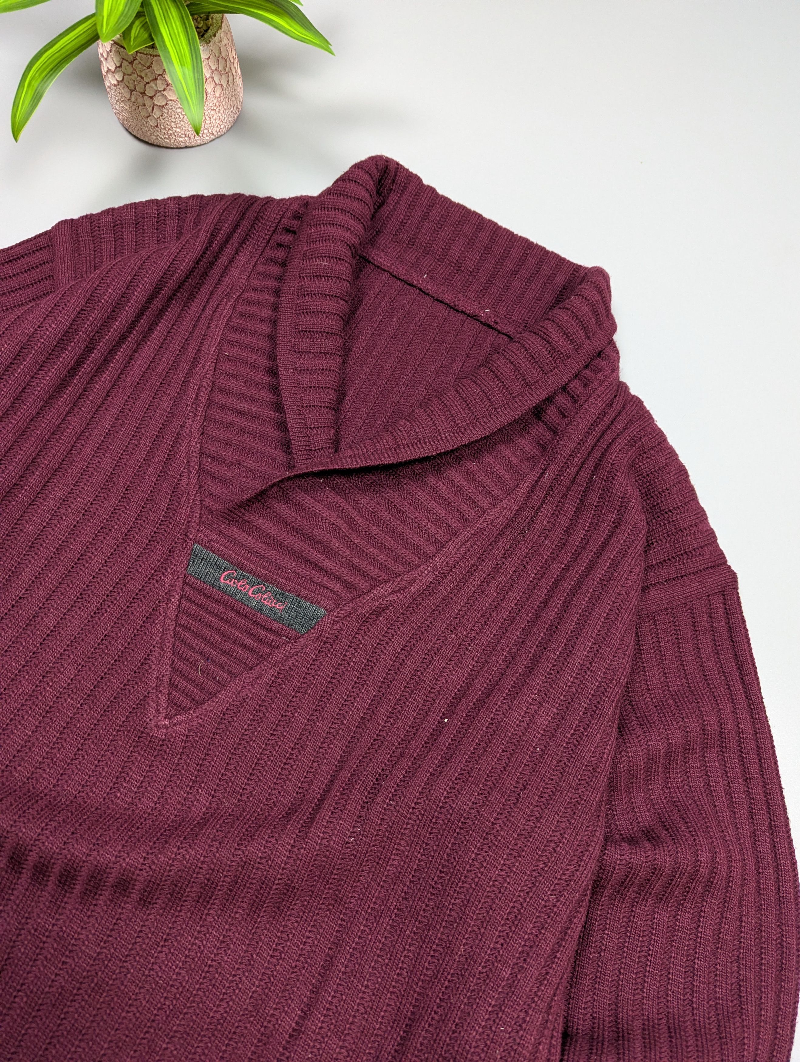 Carlo Colucci Rare 80s Carlo Colucci Germany Wool Sweater Deep Burgundy Size US L / EU 52-54 / 3 - 6 Thumbnail