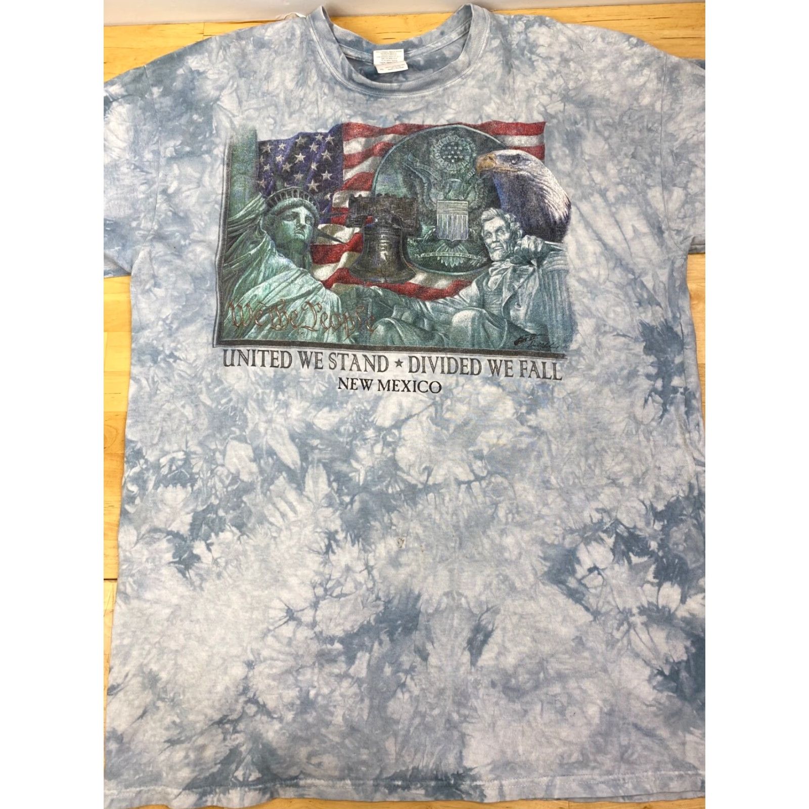 Gildan Gildan T-Shirt Mens XL Multicolor Tie Dye United We Stand Dived We Fall Crew Neck Fall 1958 #1958 Size US XL / EU 56 / 4 - 4 Thumbnail