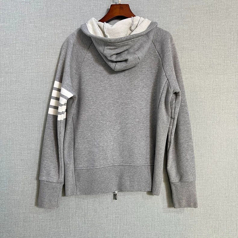 Thom browne Gray four-striped zipper hoodie 2503-Nextarrow