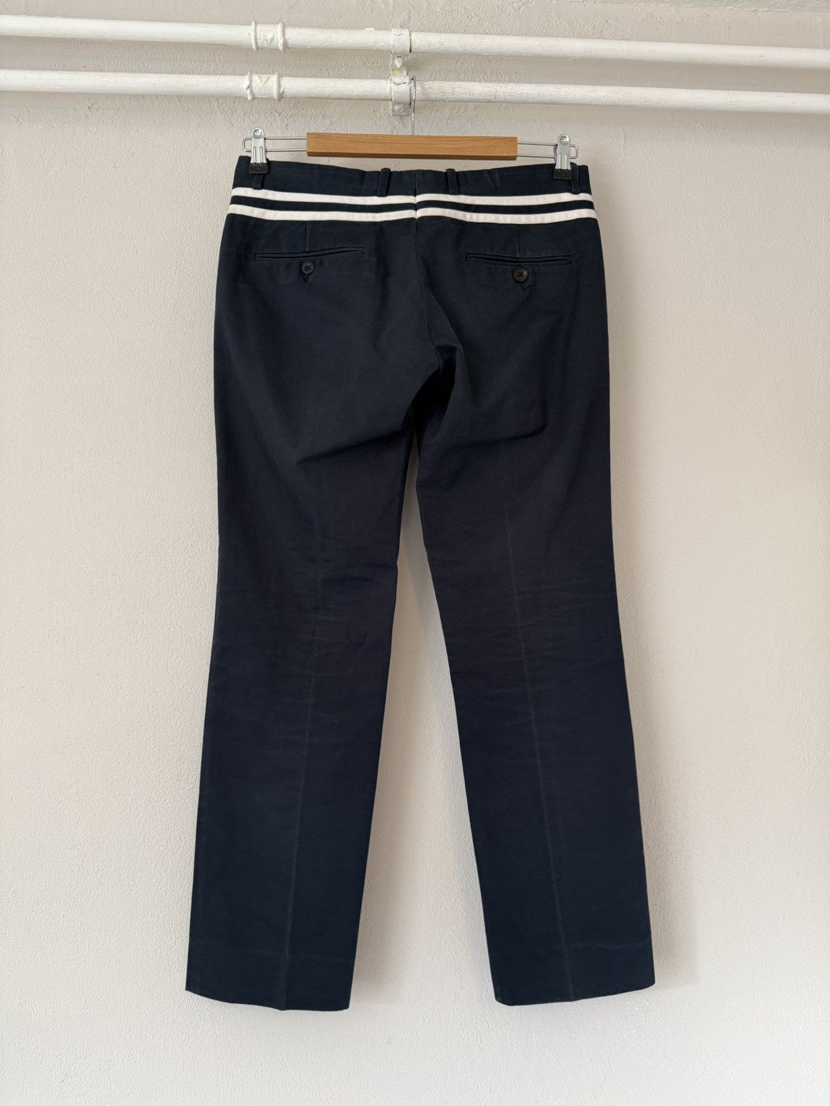 Gucci Navy Cotton Trousers with White Waistband Stripes Size US 30 / EU 46 - 2 Thumbnail