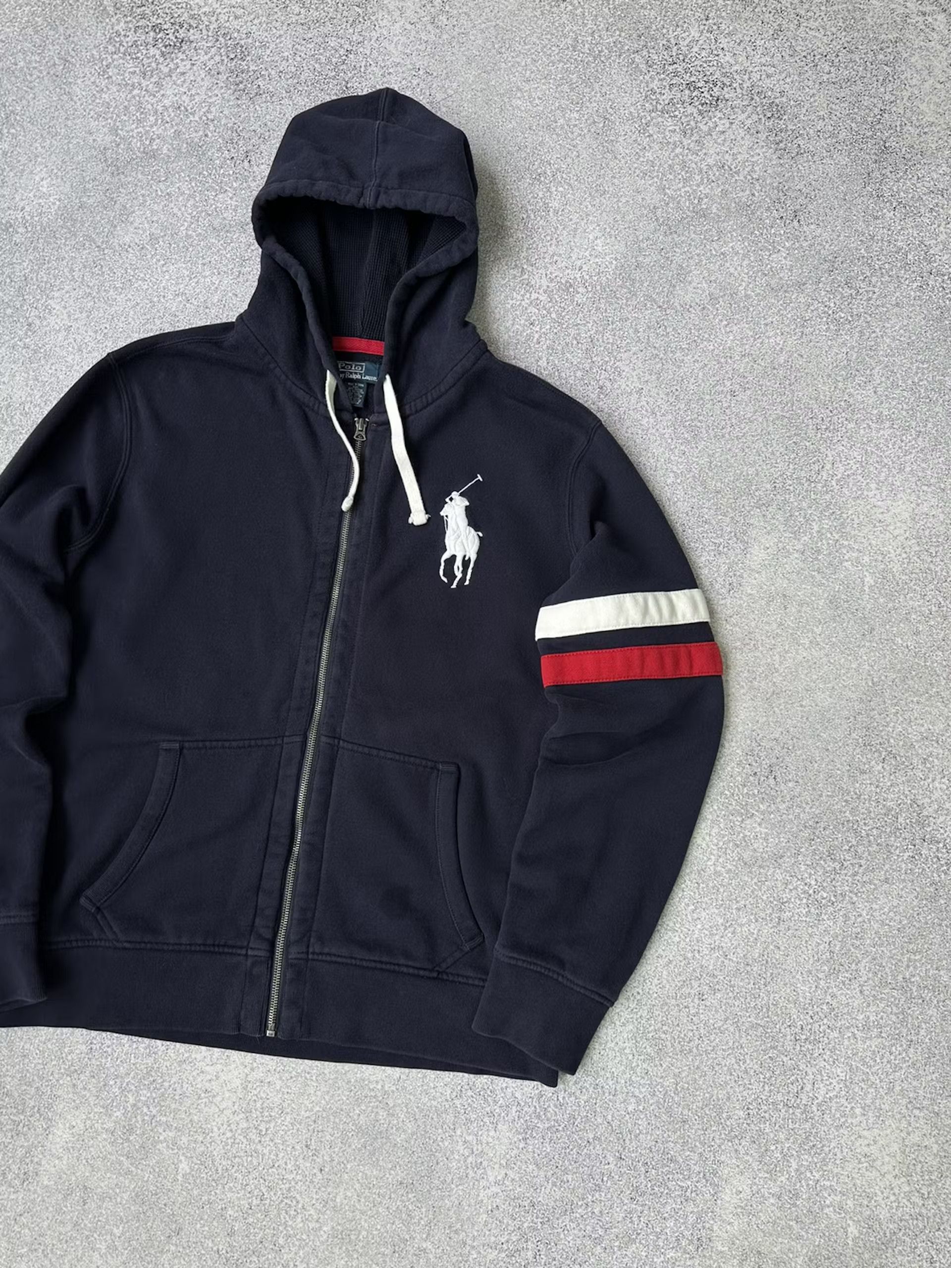 Polo Ralph Lauren × Ralph Lauren × Vintage Vintage Polo Ralph Lauren Big Logo Navy Heavy Zip Hoodie Size US XL / EU 56 / 4 - 9 Thumbnail