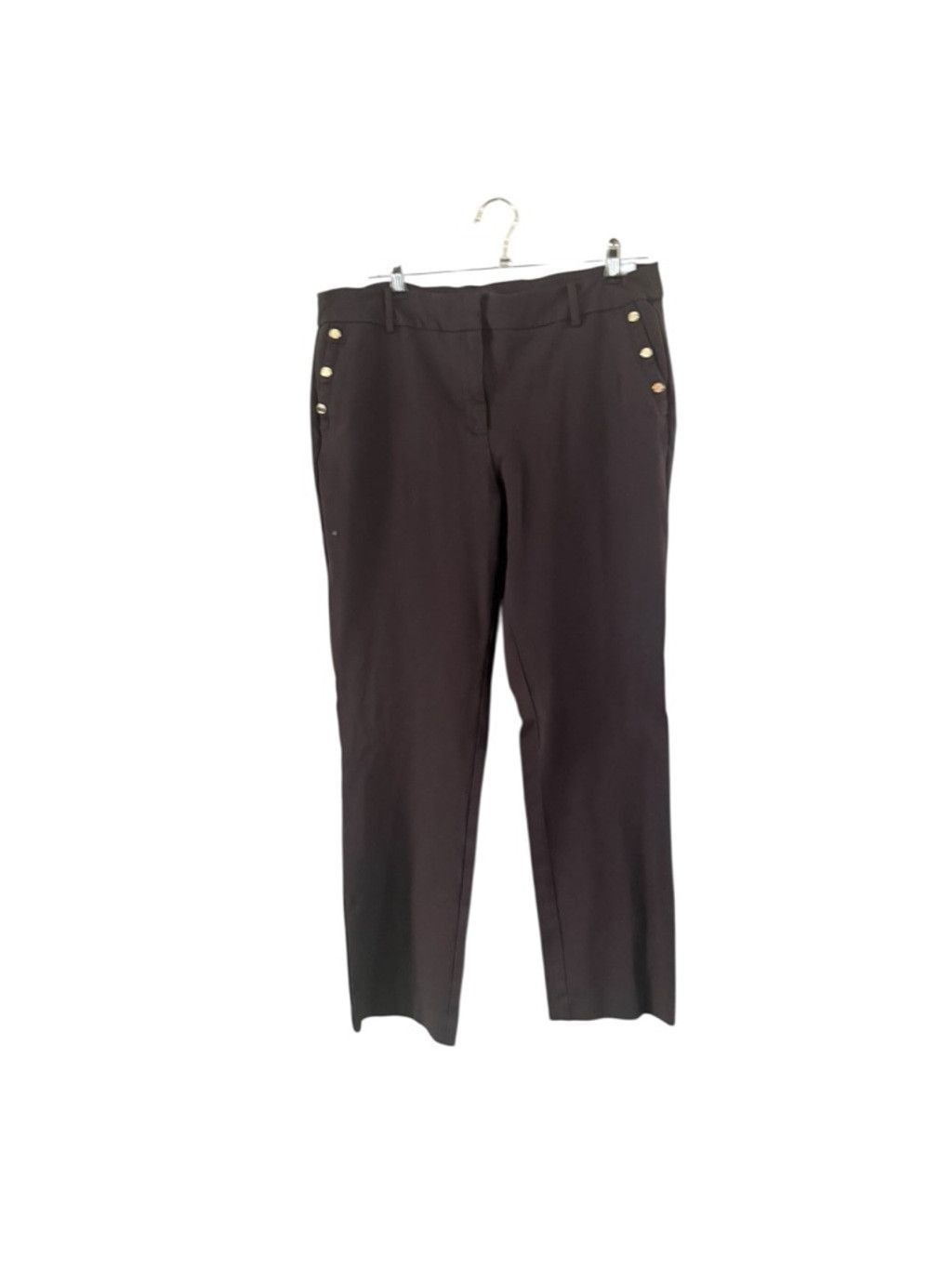 Anne Klein Women's Anne Klein Brown Trousers with Gold Buttons Size 10 Size 32" / US 10 / IT 46 - 2 Thumbnail