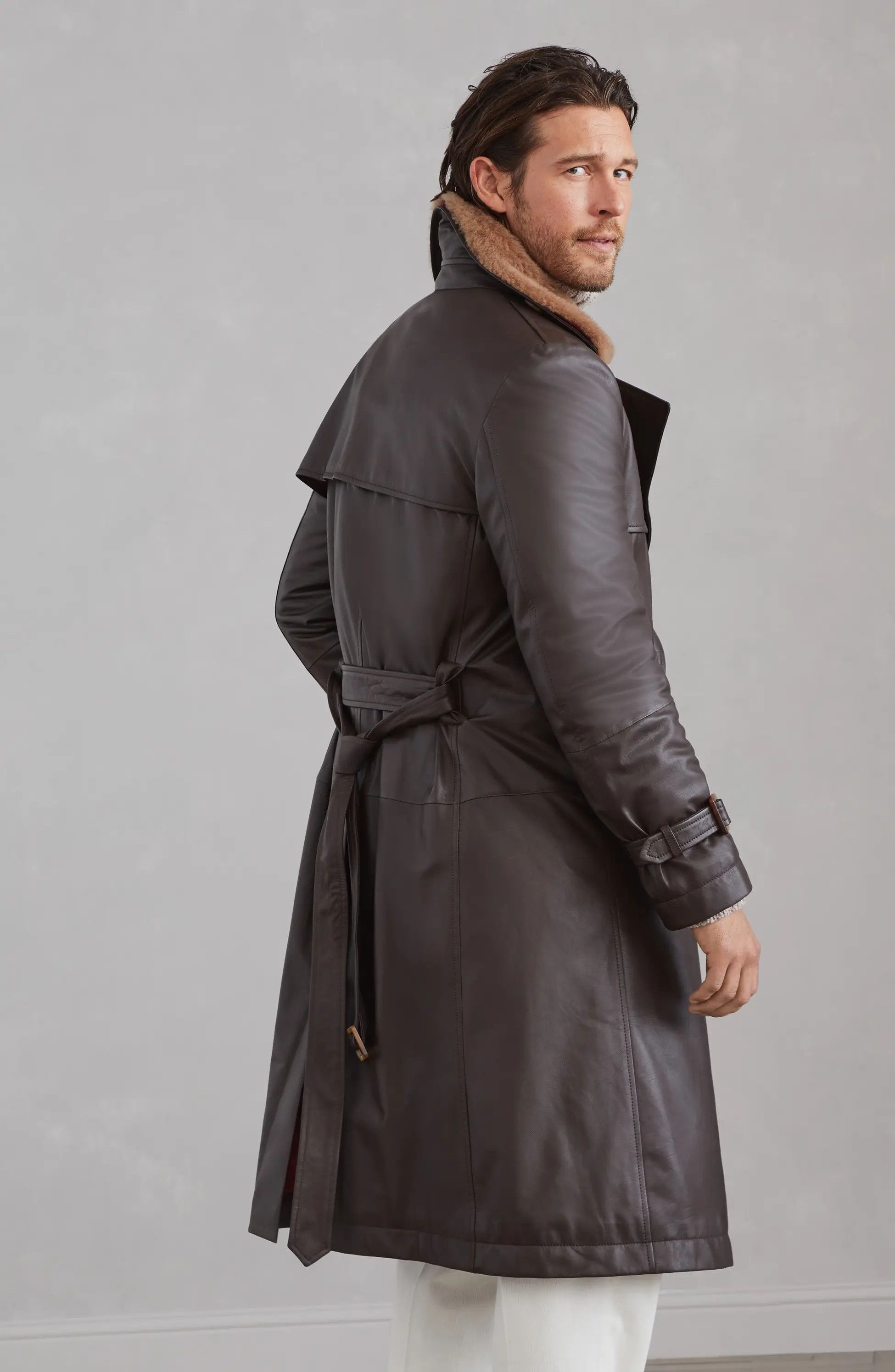 Brunello Cucinelli o1w1db11225 Padded Calfskin Trenchcoat in Brown Size US XL / EU 56 / 4 - 3 Thumbnail