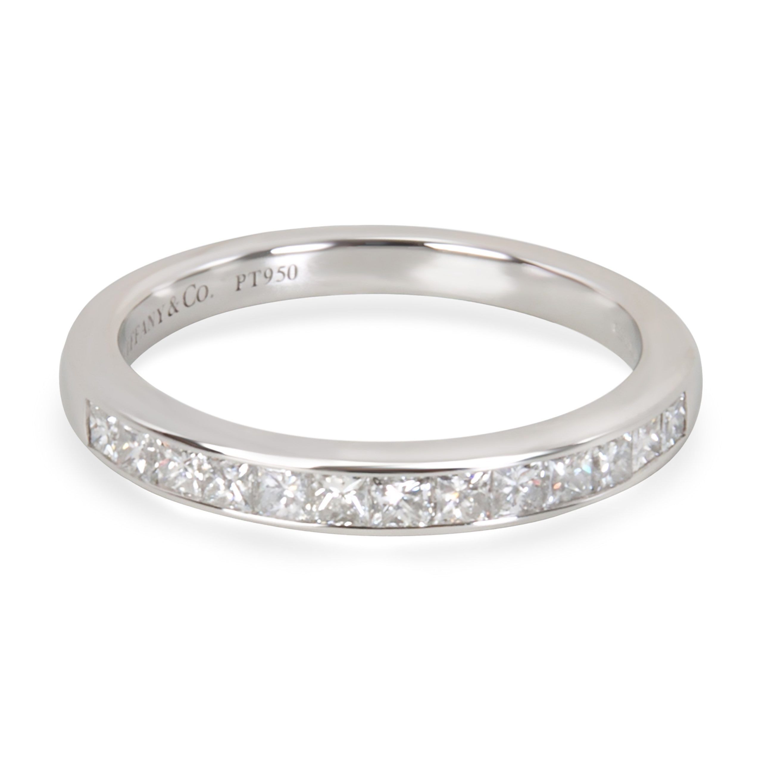 image of Tiffany Co Tiffany & Co. Diamond Princess Cut Wedding Band In Platinum (0.39 Ctw) in Silver, Women'