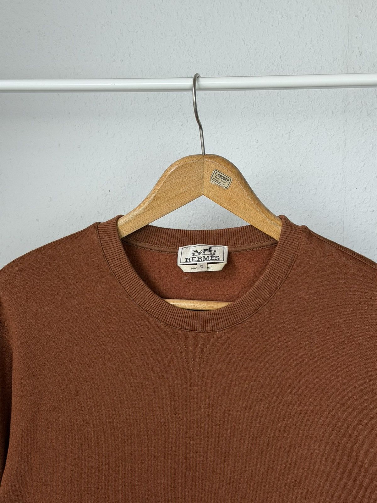 Hermes Hermès Brown Sweatshirt XL Front Pocket Long Sleeve Pullover Size US XL / EU 56 / 4 - 3 Thumbnail