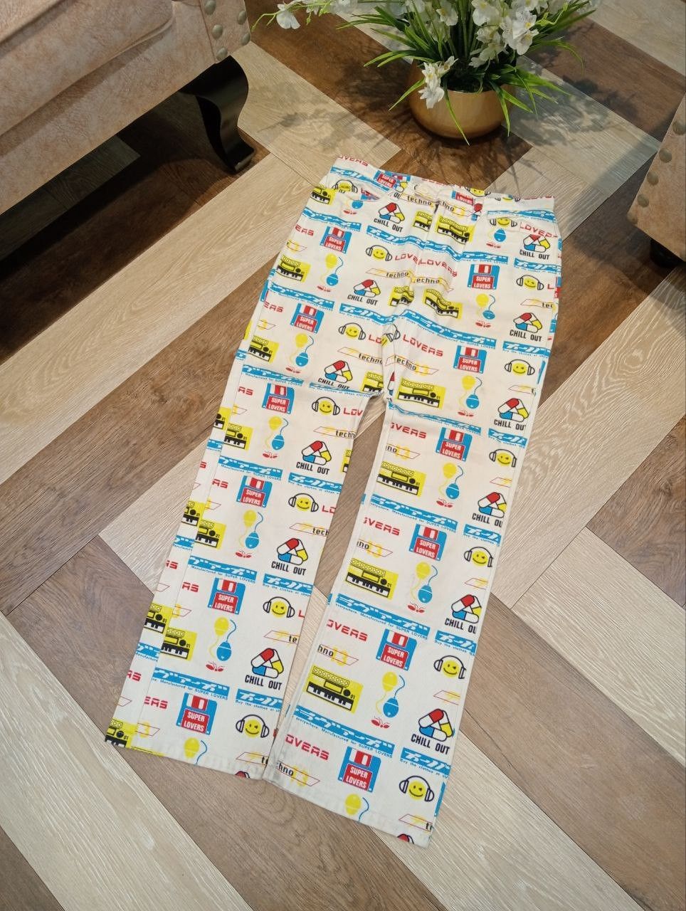 Super Lovers VINTAGE SUPER LOVERS OVERPRINT PANTS Size US 28 / EU 44 - 2 Thumbnail