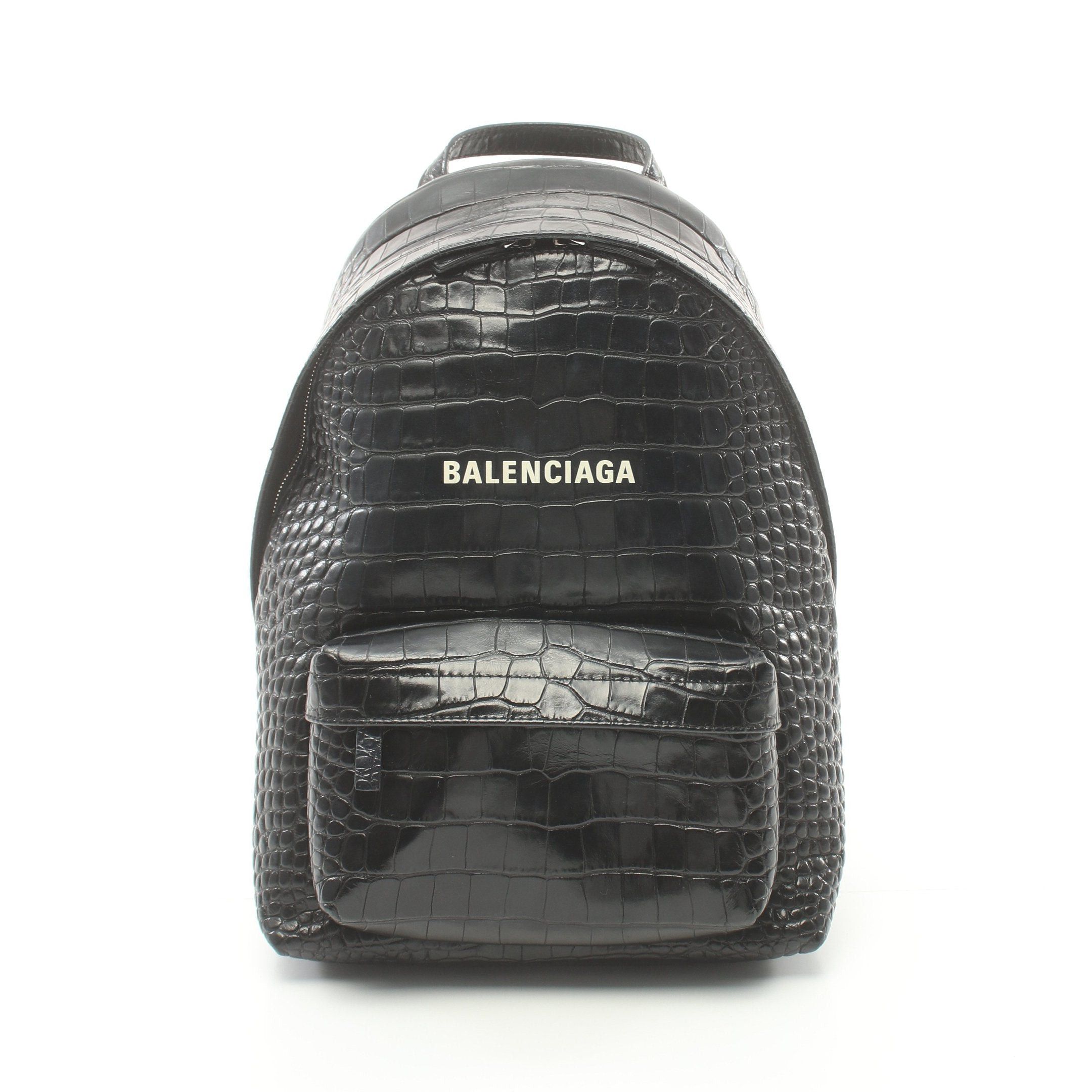 image of Balenciaga Everyday Backpack Everyday Backpack Rucksack Leather Black Croc Embossed, Women's