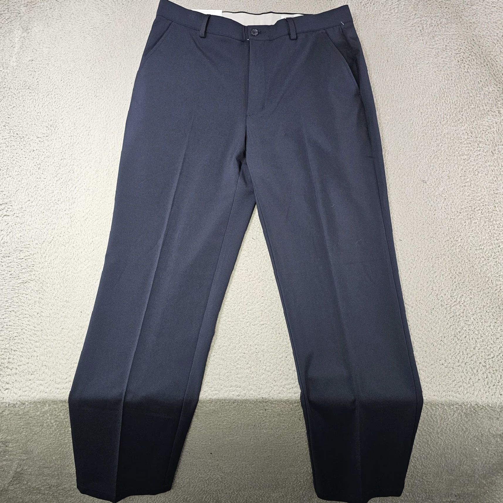 Vintage Greg Norman Mens Dress Pants 33x32 Blue Flat Front Stretch Business Casual 90% Polyester 10% Spandex Size US 32 / EU 48 - 2 Thumbnail