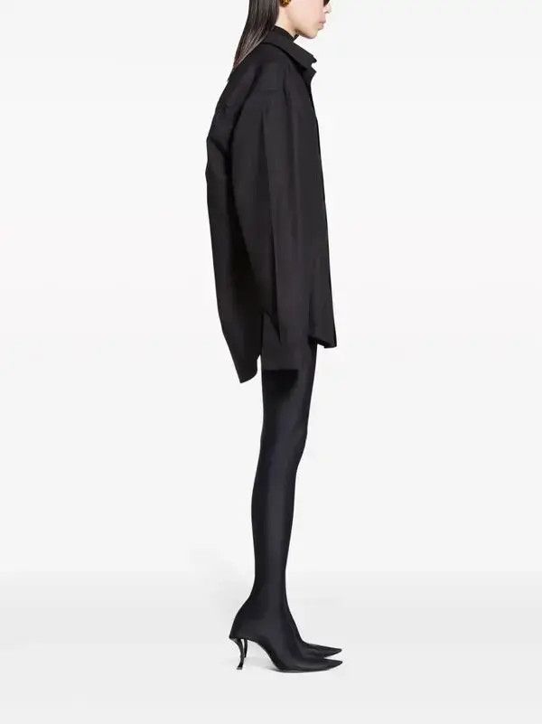 Balenciaga o1bcso1str0326 Kick Collar Shirt Large Fit in Black Size XS / US 0-2 / IT 36-38 - 3 Thumbnail