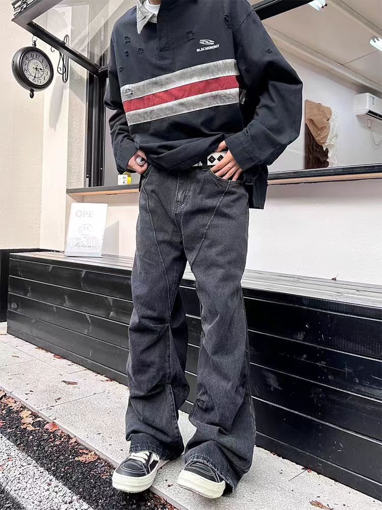 Designer × Jean × Vintage Street Hip Hop Raw Edge Design Micro Flare Jeans Size US 34 / EU 50 - 2 Thumbnail