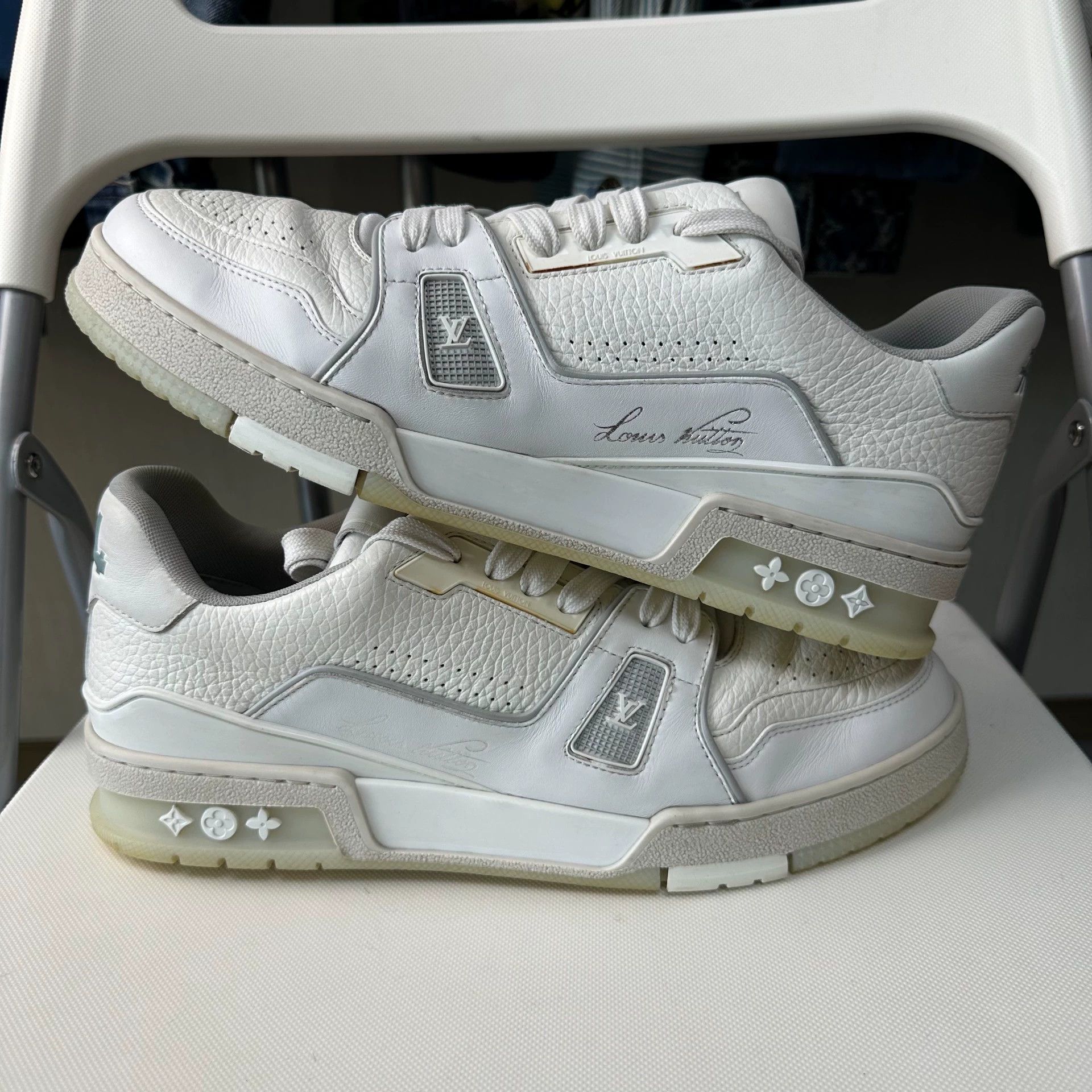 Louis Vuitton LOUIS VUITTON Trainer Unisex White Cement Low-Top 42.5 Size US 9.5 / EU 42-43 - 7 Thumbnail
