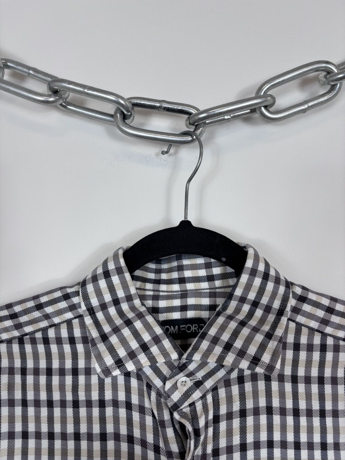 Tom Ford Tom Ford Men’s Gingham Check Dress Shirt Long Sleeve Size US M / EU 48-50 / 2 - 4 Thumbnail
