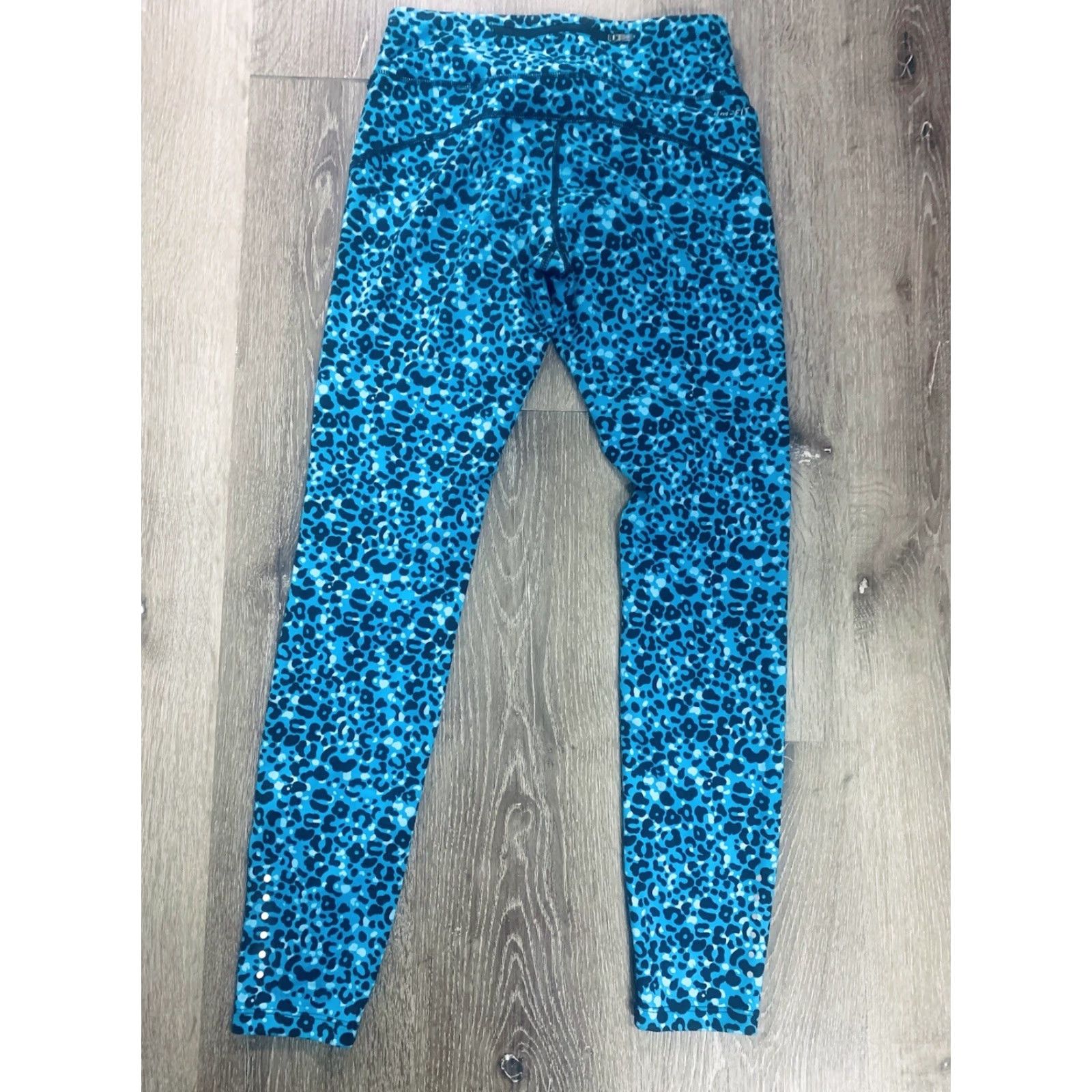 Nike Nike DRI-FIT Leopard Print Leggings Women's S Blue Fitness Athletic Skinny Pants Size 28" / US 6 / IT 42 - 7 Thumbnail