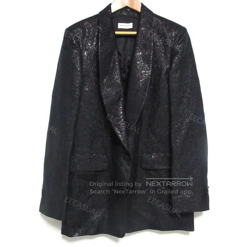 Dries Van Noten Black Wool Silk Blazer.