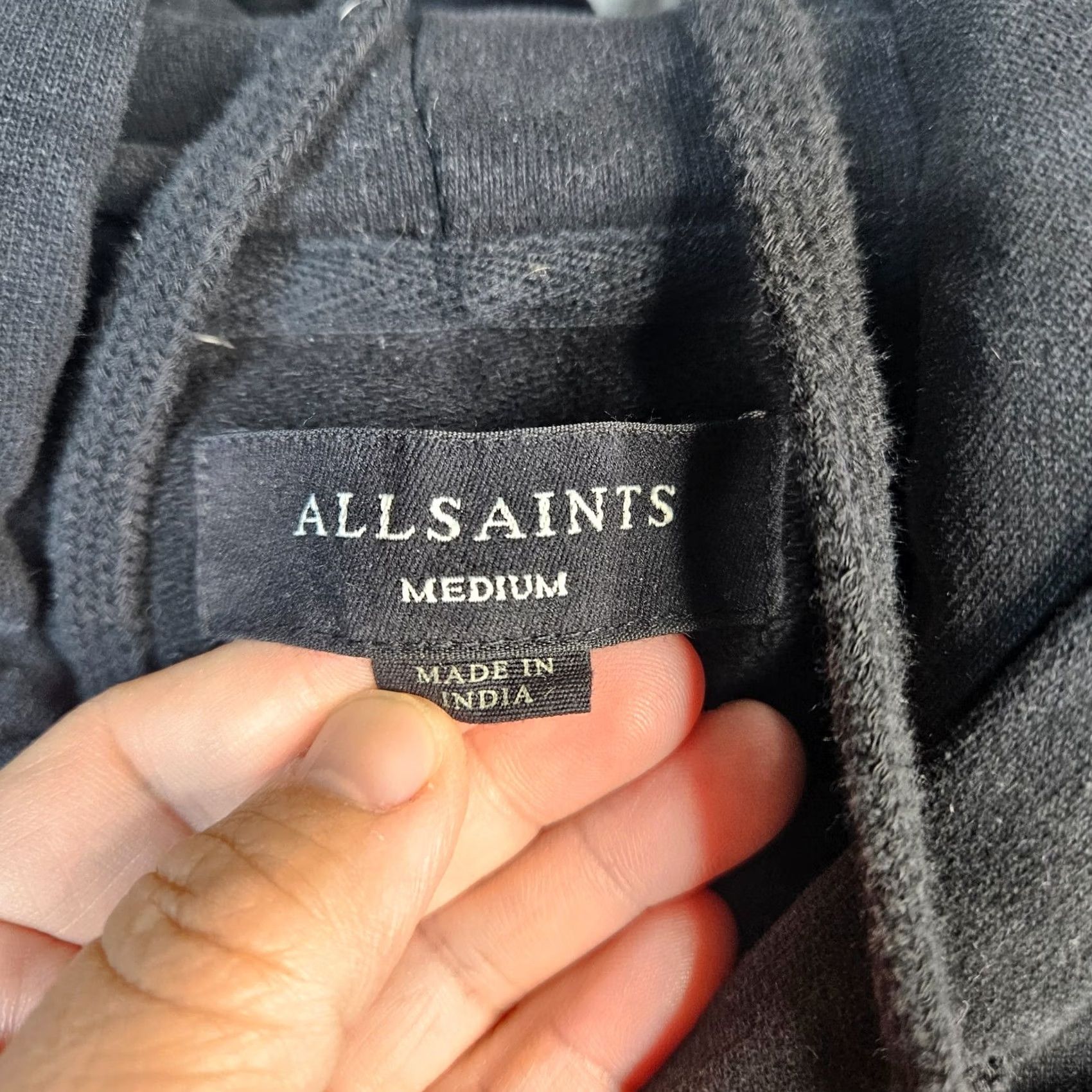 Allsaints ALLSAINTS Hoodie Men Long Sleeve Black Size M Pullover Hooded With Pockets Logo Knit Jersey Crew Neck Size US M / EU 48-50 / 2 - 5 Thumbnail
